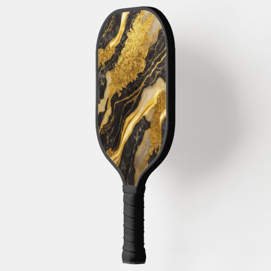 Zwart marmeren patroon met goud pickleball paddle (Links)