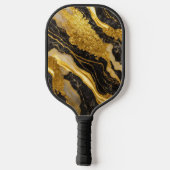 Zwart marmeren patroon met goud pickleball paddle (Achterkant)