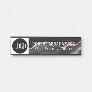 Zwart marmeren uw logo kantoor deur borden bord deurbordje