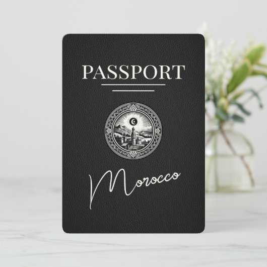 Zwart Marokko paspoort Bewaar de datum Save The Date (Staand voorkant)