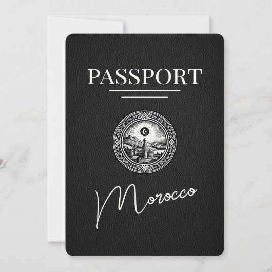 Zwart Marokko paspoort Bewaar de datum Save The Date (Voorkant)