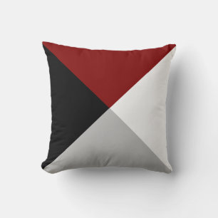 Zwart Maroon Grijs & Wit Abstract Geometrische Vor Kussen