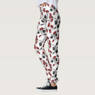 zwart maroon teamkleuren voetbalpatroon leggings