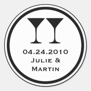 Zwart martini bruiloft gunst label zegel label