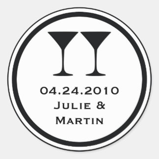 Zwart martini bruiloft gunst label zegel label