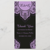 Zwart masker op lila paarse menukaart (Achterkant)