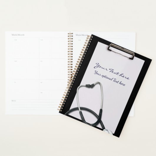 Zwart medisch klembord met stethoscoop planner (Display)