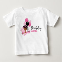 Zwart meisje 1e verjaardag T-shirt met ballonnen
