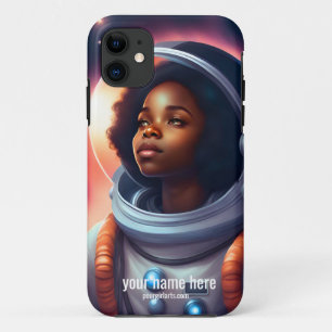 ZWART MEISJE ASTRONAUT INSPIRATIE KUNST iPhone 11 HOESJE