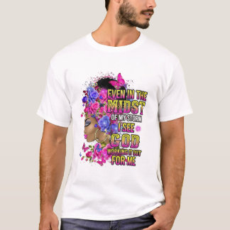 Zwart Meisje Bloemen Even T-shirt