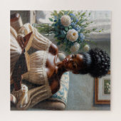 zwart meisje dat een boek leest legpuzzel (Horizontaal)