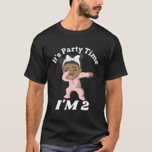 Zwart Meisje Es ist Partyzeit Ich bin 2 jaar oud T-shirt