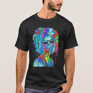 Zwart meisje geïnspireerd met zwarte damesverf t-shirt