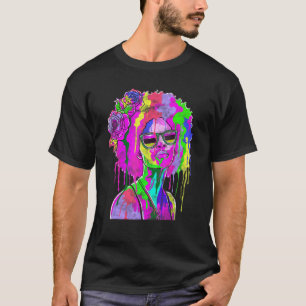 Zwart meisje geïnspireerd met zwarte damesverf t-shirt