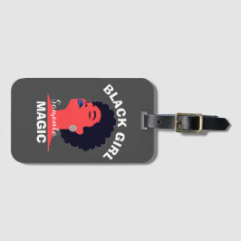 Zwart meisje magie afro zwarte geschiedenis maand  bagagelabel