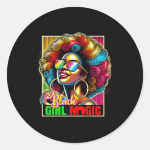 Zwart Meisje Magisch Afrika Afro Zwarte Koningin M Ronde Sticker
