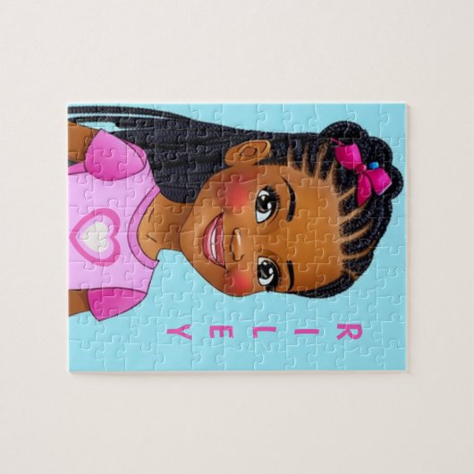 Zwart meisje met braids persoonlijke jigzaag Puzzl Legpuzzel (Horizontaal)