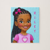 Zwart meisje met braids persoonlijke jigzaag Puzzl Legpuzzel (Verticaal)
