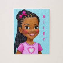 Zwart meisje met braids persoonlijke jigzaag Puzzl