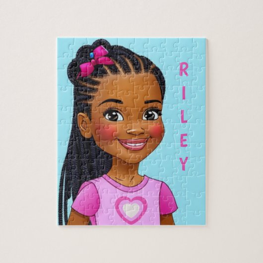 Zwart meisje met braids persoonlijke jigzaag Puzzl Legpuzzel (Verticaal)