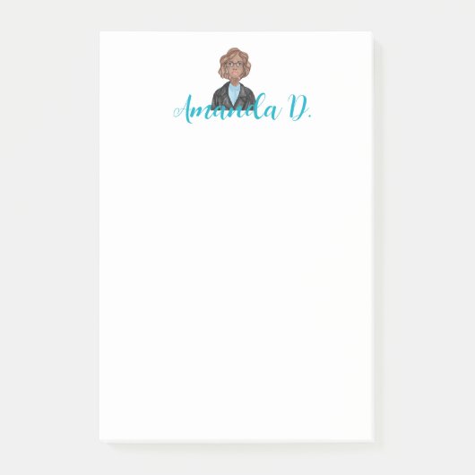 Zwart meisje met bril gepersonaliseerd post-it® notes (Voorkant)