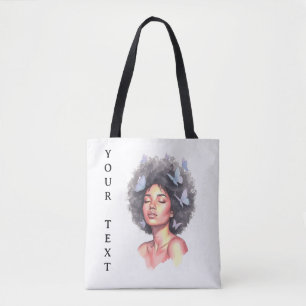 Zwart meisje Pastel Minimalistische Vlinder Custom Draagtas