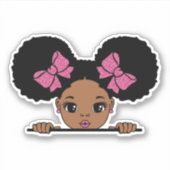 Zwart Meisje Puff Haar Sticker (Voorkant)