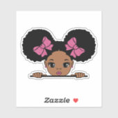 Zwart Meisje Puff Haar Sticker (Vel)