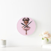 Zwart Meisje Roze Ballerina Ballet Ronde Klok (Huis)