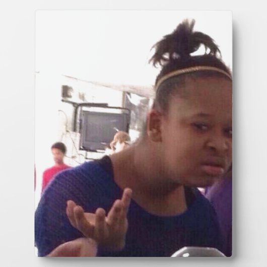 Zwart meisje wat meme fotoplaat (Voorkant)