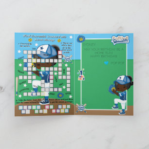 Zwart Meisjes Softbal Geheim Bericht Gelukkige Ver Kaart