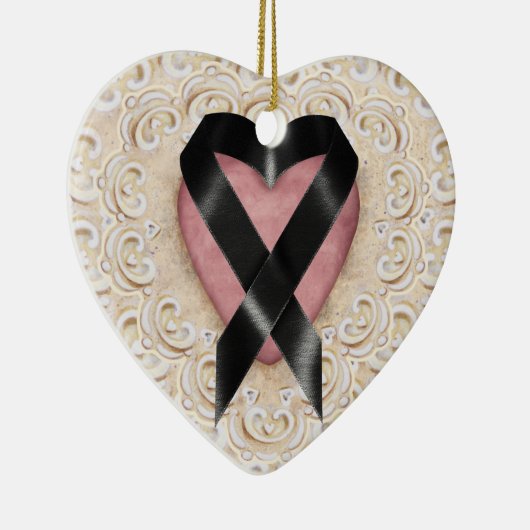 Zwart melanoom lint uit het hart - SRF Keramisch Ornament (Rechts)