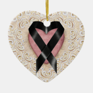 Zwart melanoom lint uit het hart - SRF Keramisch Ornament