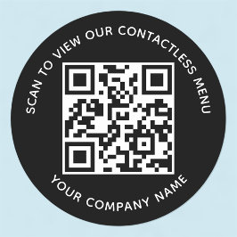 Zwart Menu QR Code Stickers Rond Aangepaste Zaken