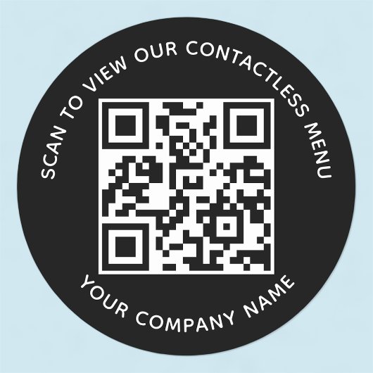 Zwart Menu QR Code Stickers Rond Aangepaste Zaken