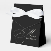 Zwart Merci Beaucoup Elegante Calligrafie Dank je