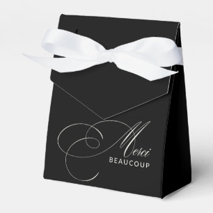Zwart Merci Beaucoup Elegante Calligrafie Dank je Bedankdoosjes