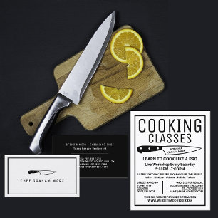 Zwart mes, moderne gastronomische, chef-kok, koken visitekaartje