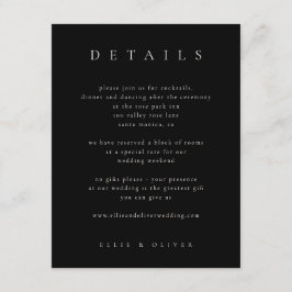 Zwart met Beige Boho Details Huwelijk Modern Informatiekaartje