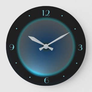 Zwart met blauw/Aqua Face >Wall-klok Grote Klok