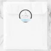 Zwart met blauw lint & monogram bruiloft sticker (Tas)