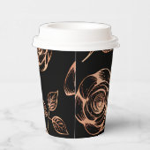 Zwart met Brons Roos Pattern Papieren Bekers (Rechts)