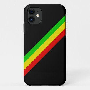 Zwart met diagonale Rasta Stripes/ iPhone 11 Hoesje