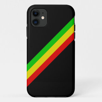 Zwart met diagonale Rasta Stripes/ iPhone 11 Hoesje