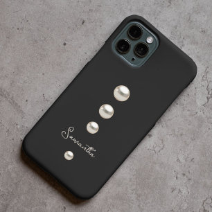 Zwart met Elegant Pearl Design iPhone 15 Pro Max Hoesje