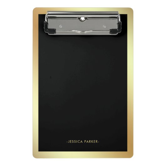 Zwart met Faux Gold Glam Border Mini Klembord (Voorkant)