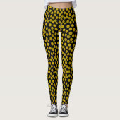 Zwart met gele retro Stippen Leggings (Voorkant)