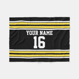 Zwart met Gele Witte Stripes Team Jersey Fleece Deken