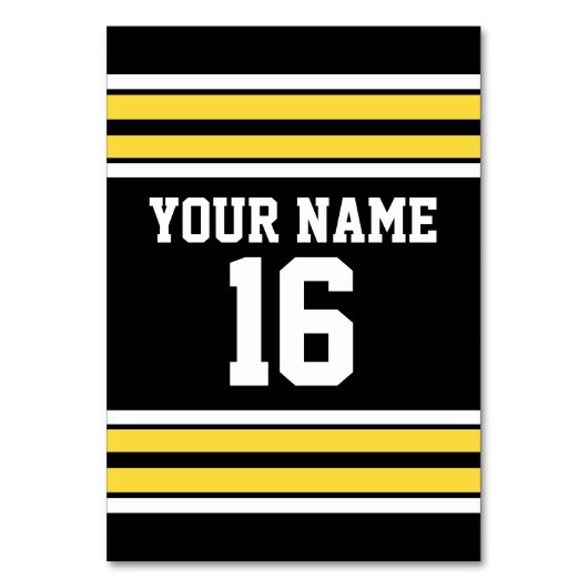 Zwart met Gele Witte Stripes Team Jersey Kaart (Voorkant)