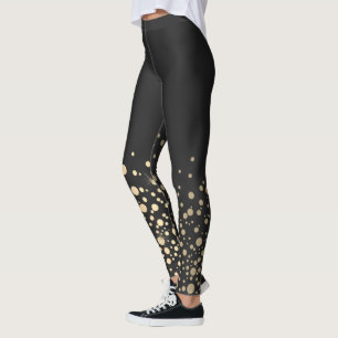 Zwart met Gold Confetti Stippen Leggings